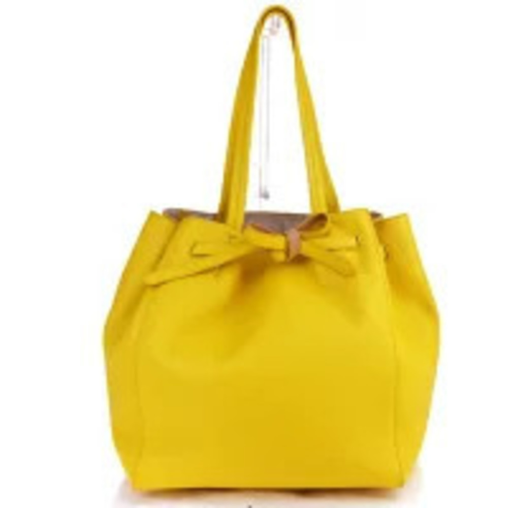 Celine Cabas Phantom Tote Bag Shoulder Yellow Leather